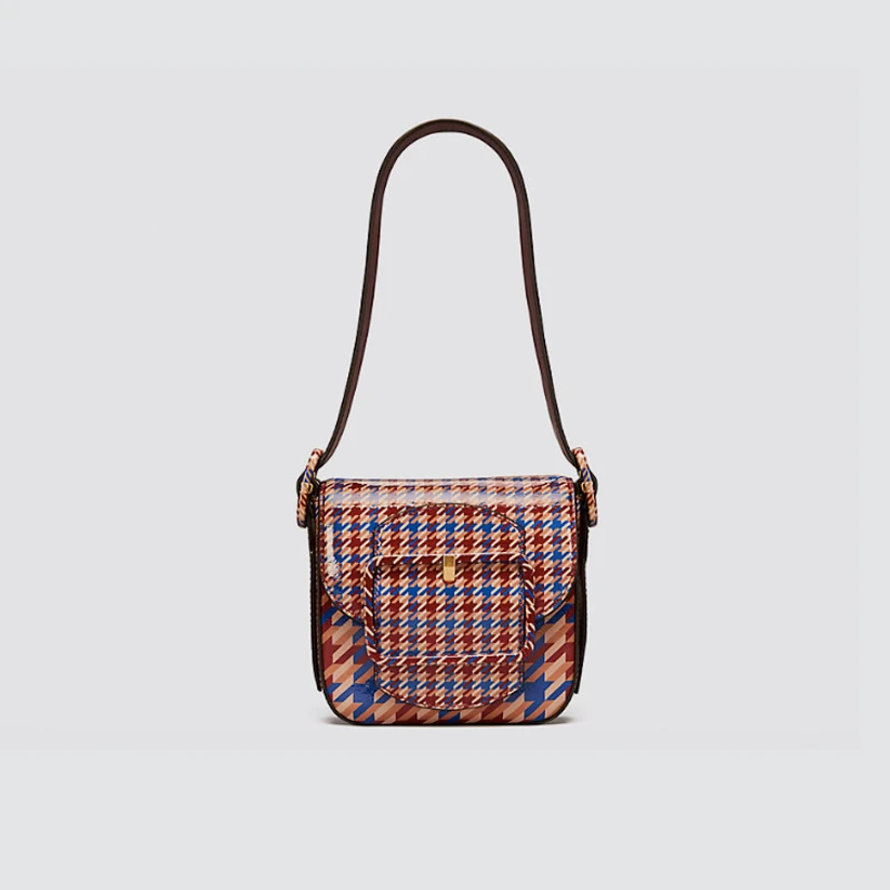 

Houndstooth Pattern Small Square Bags for Women 2020 New Stylish Shoulder Messenger Bag Ladies Evening Dinner Purses Louis Brand