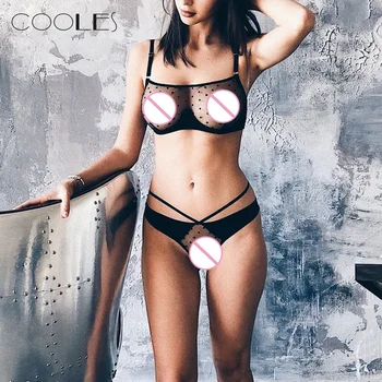 

Transparent Bra Lingerie Set Plus Size Sexy Black Lingerie Bra Underpant Set Babydoll Sleepwear Underwear комплект нижнего белья