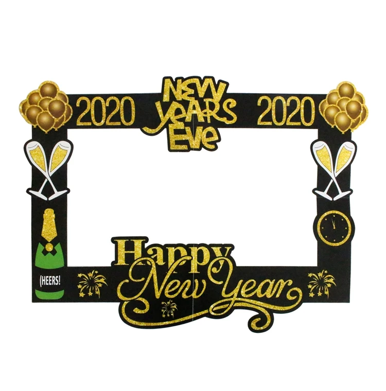 Happy новогоднее; Рождественское украшение для дома Photo Booth рамки реквизит с утолщённой меховой опушкой, год s Eve вечерние поставки