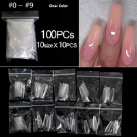 RIKONKA 100/500pcs/bag False Ballerina Natural/Transparent Coffin Fake Nails Manicure Nails for Extension&Protection Nail Art