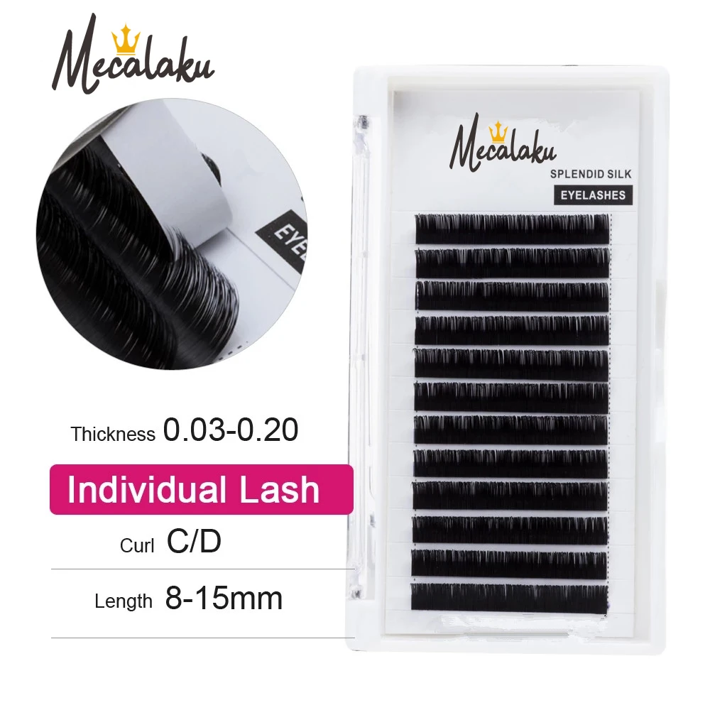 Mecalaku Lash Korea PBT 12Rows C D L Curl Eyelash Extension False Russia Individual Lashes Faux Mink Eyelashes Extensions seashine korea pbt fiber individual lashes back to school black false eyelashes extension volume lashess 12rows