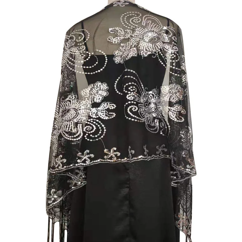Envoltura De Noche Con Flecos Y Cuentas De Lentejuelas Floral, Chal De Fita Nupcial, Bolero, Cubierta De Malla Para Boda, Capas De Bufanda De Los Años 1920 - AliExprs 200000345