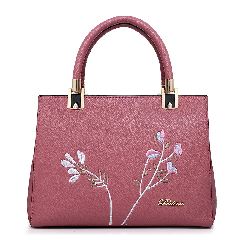 

Different Size Bags Three-piece Set 2020 New Style Korean-style Fashion Handbag Embossed Leather Crossbody Bag Embroidery Mommy