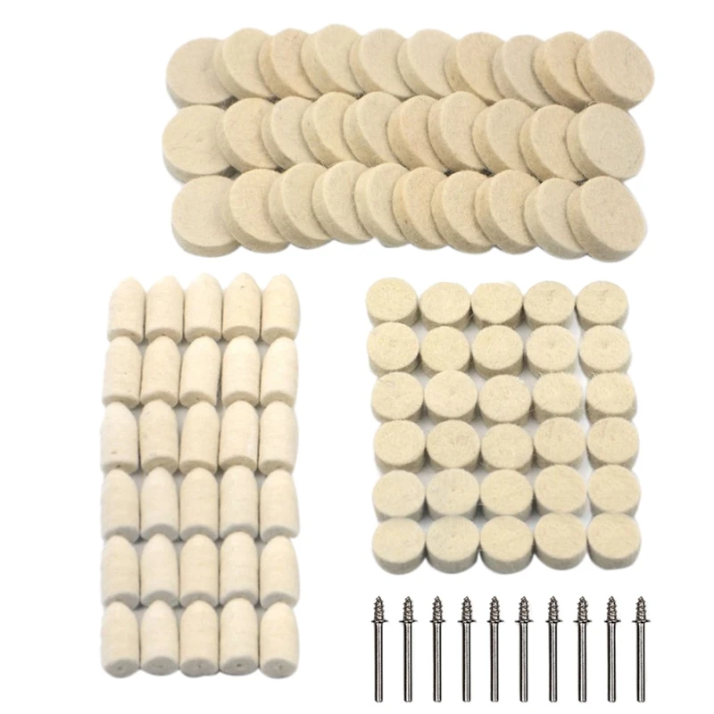 FUNN-100Pcs шерсть фетр полировальная Подушка полировка колеса точечная оправка комплект для вращающихся аксессуаров инструменты