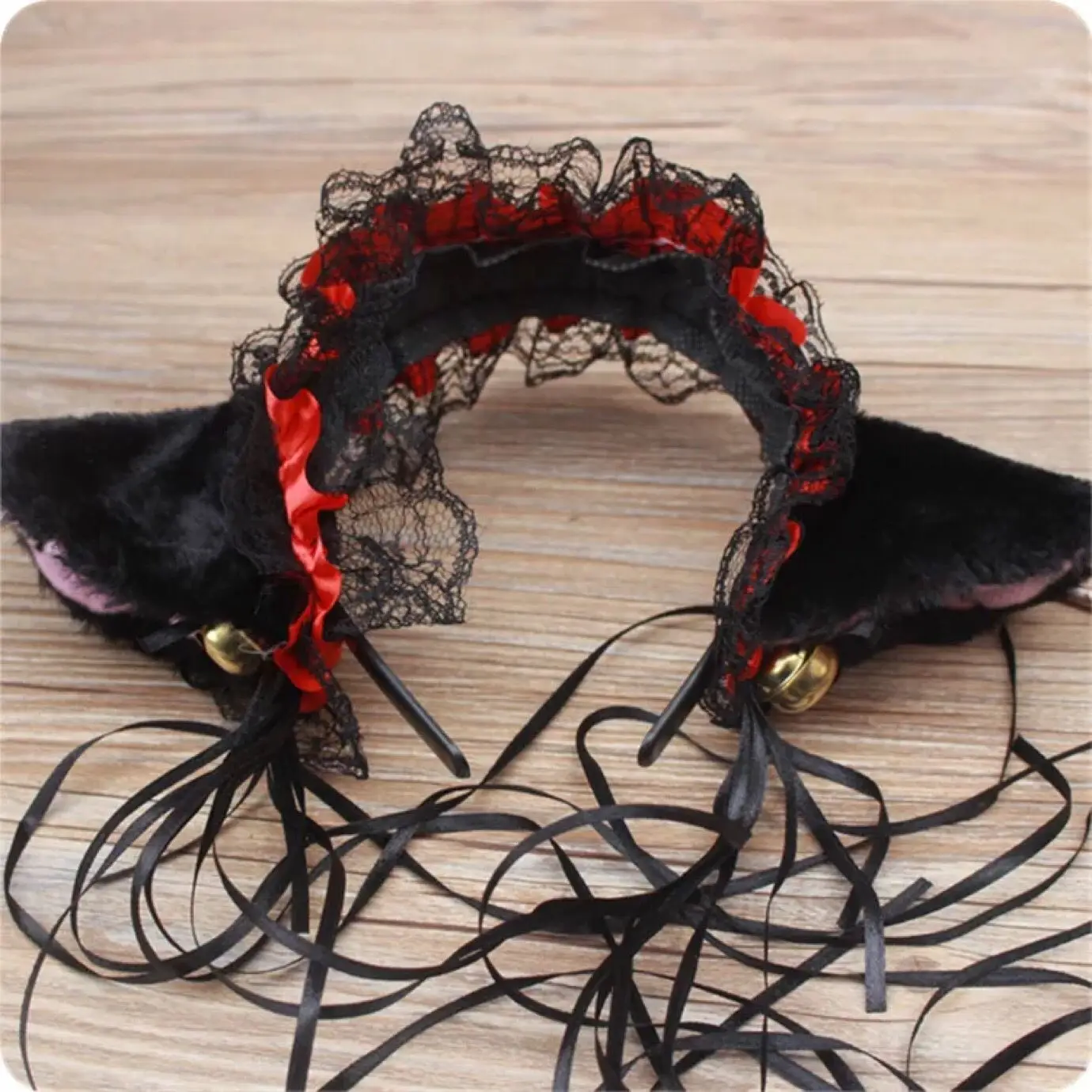 Cosplay&ware Women Ruffles Lace Headband Plush Cat Ears Ribbon Bell Lolita Cosplay Hair Hoop -Zentai shop online H595dad1c6e7b40f2841b7a41dbbed1b98.jpg