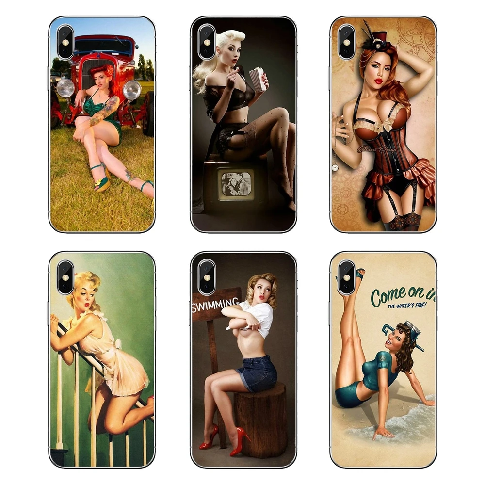 Pin Up Girl Heather Valentine Pinup Star Soft Transparent Covers For iPod Touch iPhone 4 4S 5 5S 5C SE 6 6S 7 8 X XR XS Plus MAX |