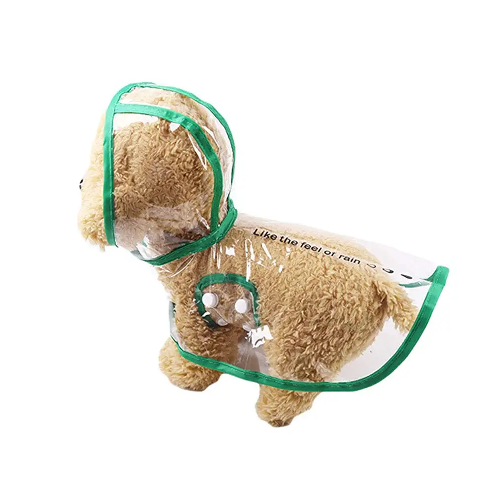 Зеленый Pet Rain Coat Transparent Raincoat Outdoor Jacket Dog Puppy Clothes Waterproof - Цвет: Зеленый