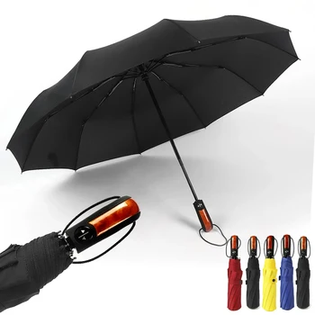 Folding Automatic Umbrella Rain Women Umbrella Wood handle Men Windproof Compact Travel Umbrella Male Auto Open/Close Parasols 1