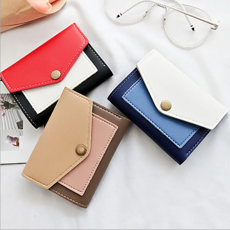 Women's Wallet Women Short Japan And South Korea Contrast Color Simple