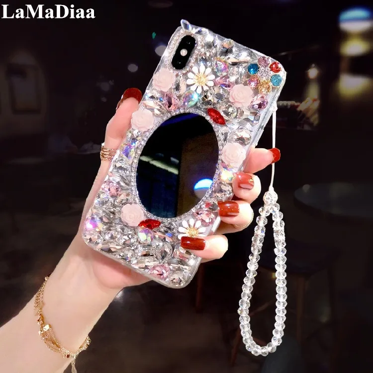 

LaMaDiaa Glitter Mirror Case For iPhone 11 Pro MAX 6 6s 7 8 Plus XS Max Rhinestone Bling Diamond Makeup Case iphone XR X Cases