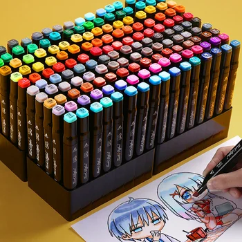 

36/48/80/168 Color Art Supplies Art Markers Marker Pens Manga Drawing Alcohol Based Sketch Felt-Tip Oily Twin Brush Pens