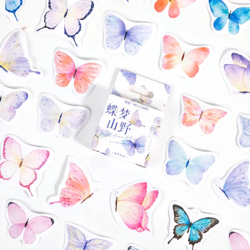 46 unids/pack colorido mariposa adhesivo de papelería planificador Scrapbooking diario Deco escuela suministros de oficina Kawaii pegatinas