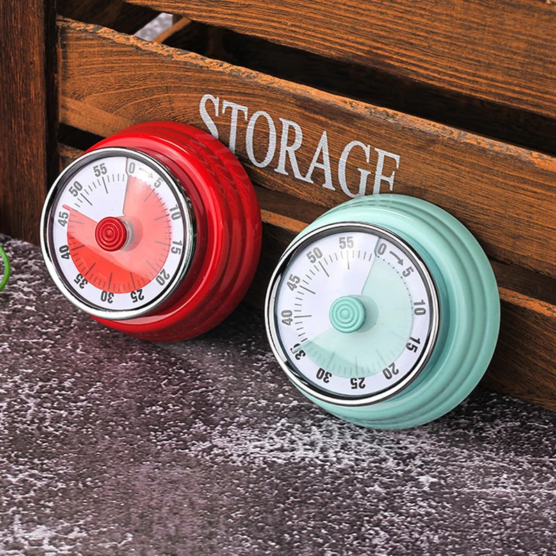 

Stainless Steel Mechanical Kitchen Timer Round Shape 60 Minutes Novelty Countdown Kitchen Clock Alarm Time Reminder Kitchen Tool