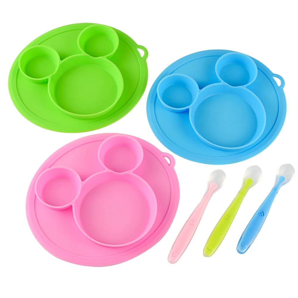 Quaslover Baby Feeding Plate Set Children Food Silicone Safety Tableware Bowl Kids Eating Dishes | Мать и ребенок