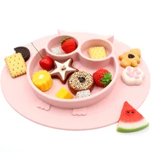 Assiette à dîner en Gel de silice pour enfants, nouveau, Style hibou, dessin animé, antidérapante et secondaire