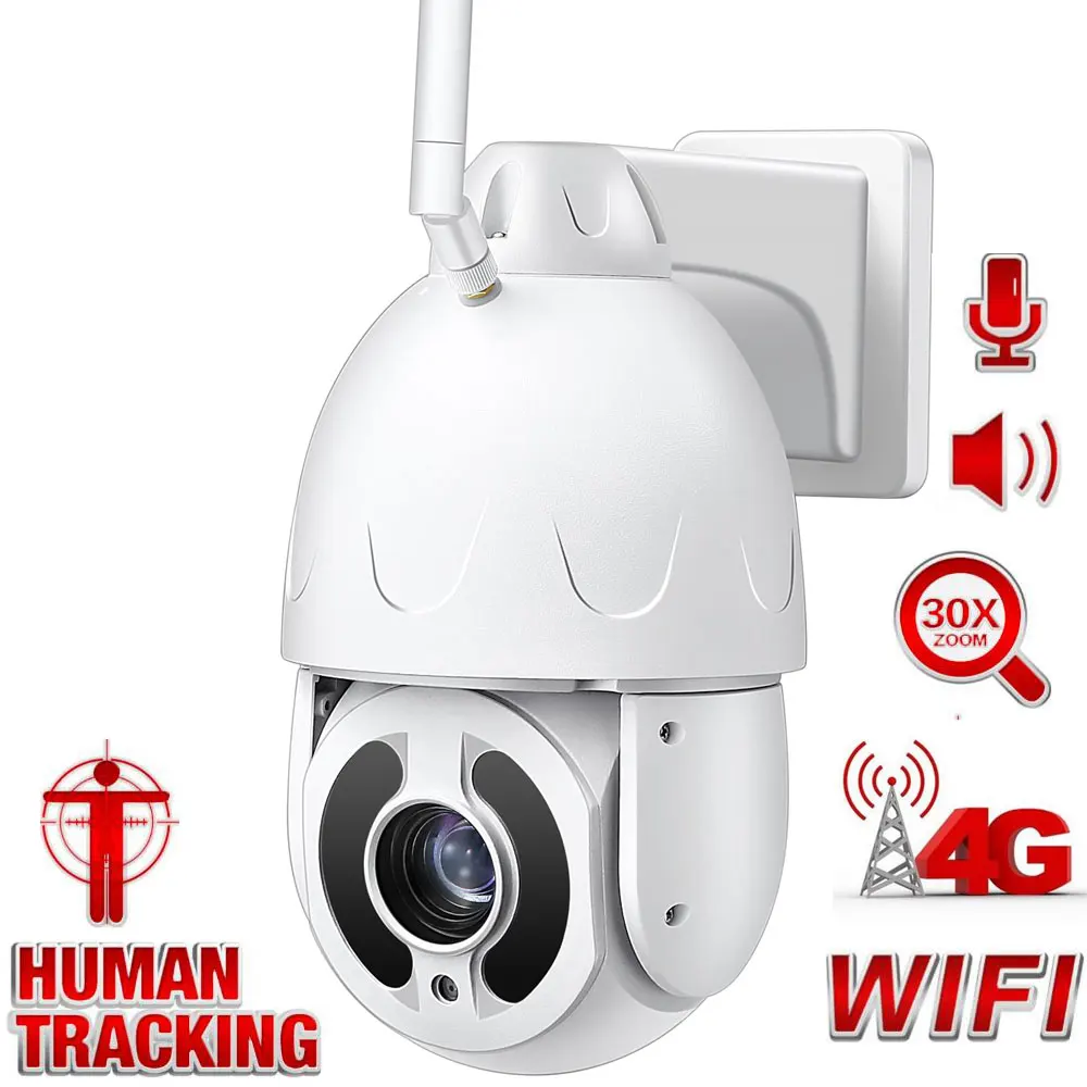 US $128.88 4G Wifi PTZ IP Camera Metal 5MP 30X Zoom Two Way Audio AI Auto Tracking Wireless Cam Outdoor 80m IR Video Home Security Camera