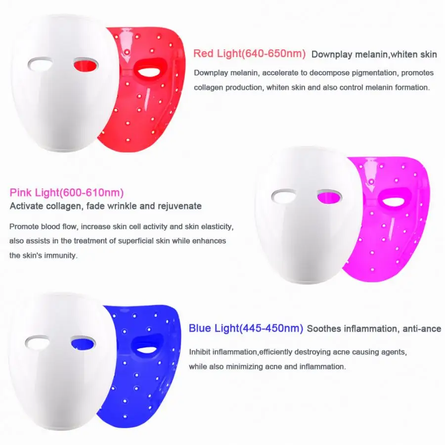 Jade Roller LED Photon Skin Rejuvenation Machine Spectrum Anti-Aging Brighten Face Mask Vibrator