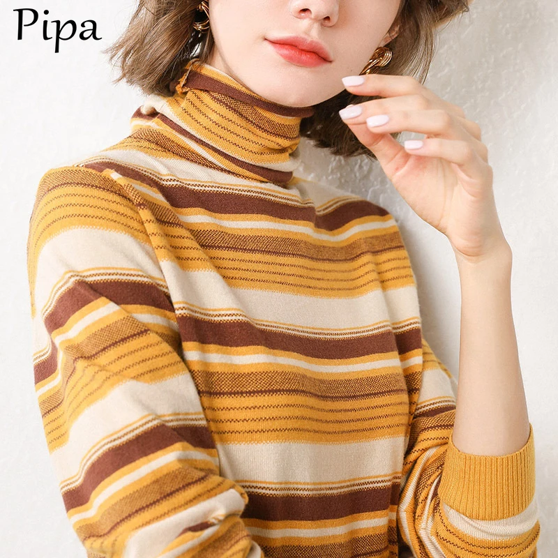 

2020 Vintage Stripe Sweaters Women Loose Oversize Korean Style Pullover Top Autumn Winter Long Sleeve Knitted Sweater Femme
