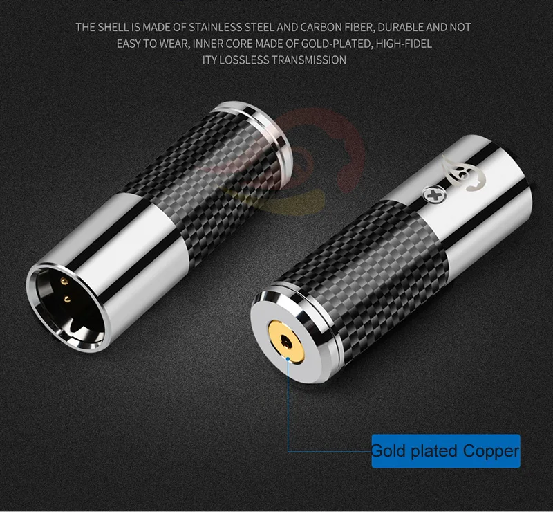 Fibra de Carbono Conector de Aço Macho para 2.5 Decodificar Pinos - 3.5 4.4mm Fêmea Equilíbrio Áudio Jack Converter Plug Adaptador Inoxidável Dac 4 Xlr - Image 3