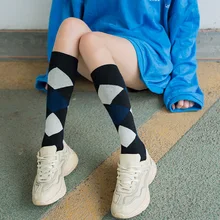 Теплые женские носки с геометрическим рисунком; милые Носки с рисунком Kawaii; хлопковые забавные Модные Повседневные Дышащие носки в Корейском стиле; Calcetines Happy