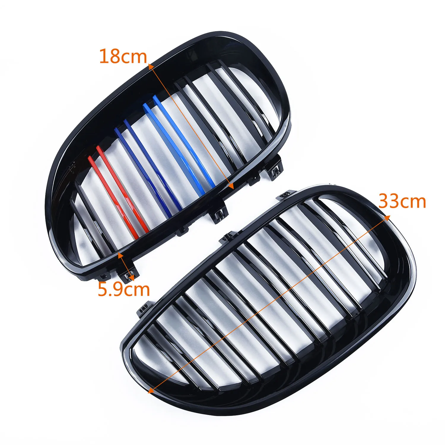 

2X Front Exterior Kidney Grill Grille Durable for 2003-2010 BMW E60 E61 5 Series