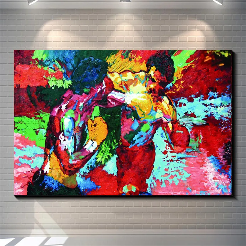Rocky Vs Apollo - Leroy Neiman Boxing Canvas Painting Living Room Home Decor Modern Murale Art Oil Painting