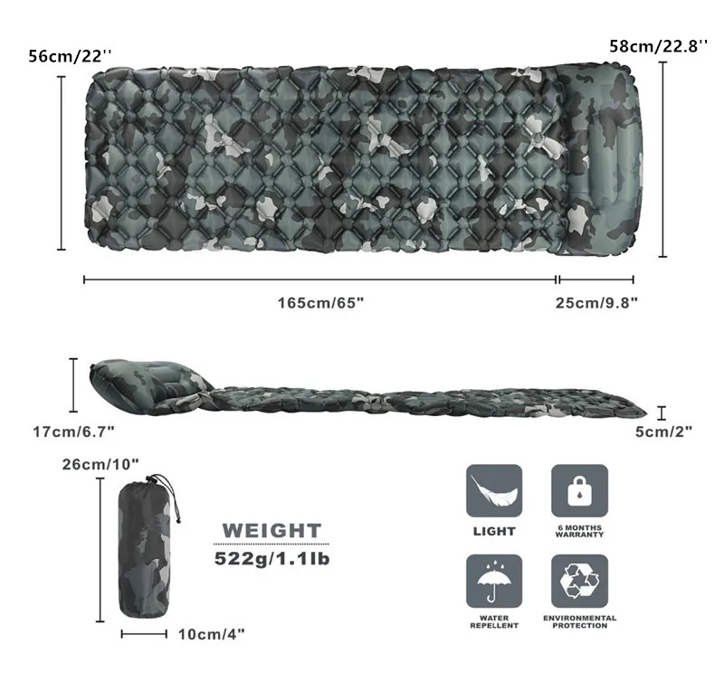 Компактный спальный коврик для кемпинга Сверхлегкий надувной коврик для кемпинга коврик для альпинизма и пешего туризма прочный изолированный спальный коврик