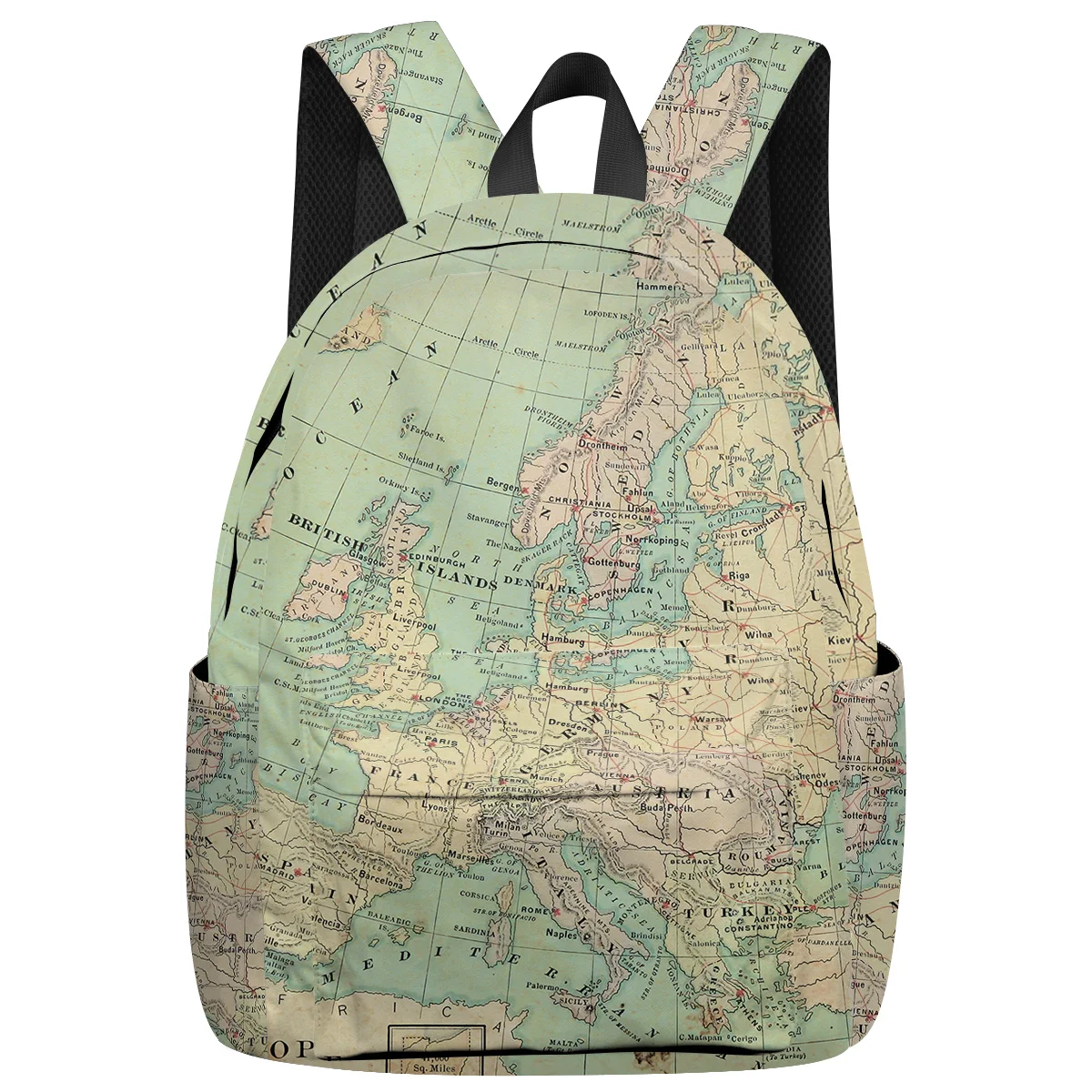 

Map Of Vintage Europe Notebook Backpack Shoes Compartment Computer Backpack Independence Day Outdoor Backpack School Book Bags