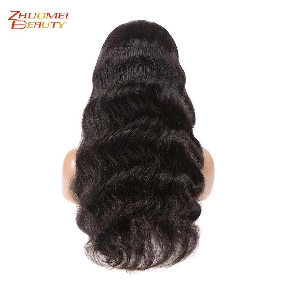 Zhuomei beauty 13*6 человеческие волосы на кружеве, парики, предварительно выщипанные 13*4 бразильские волнистые парики, 150% плотность, волосы remy, парики