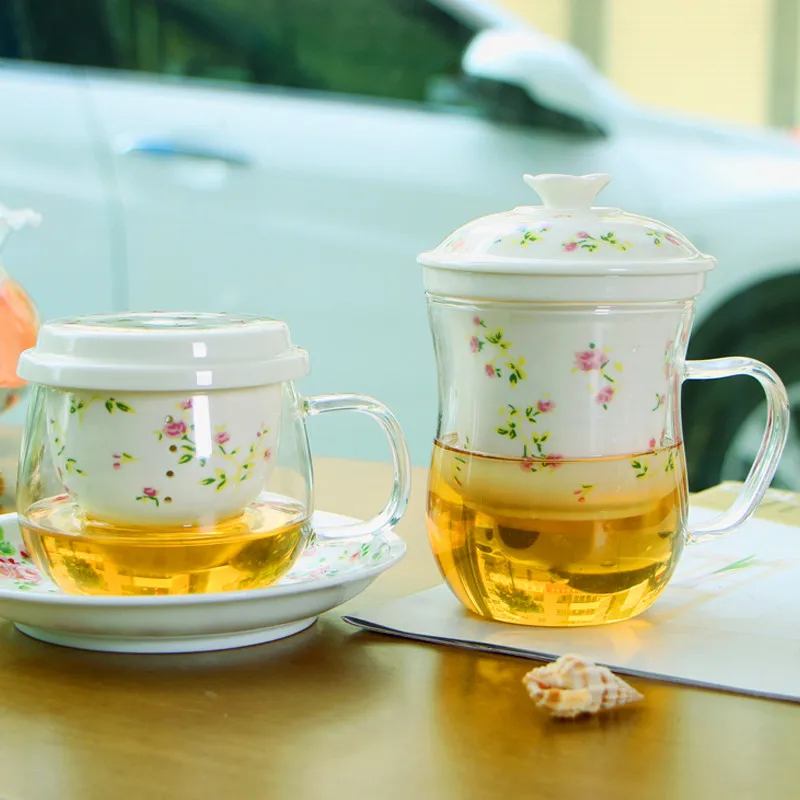 

Ceramic Tea Cup With Lid Filter Green Tea Porcelain Glass Cup Travel Teacup Teaware Water Mug Cup Teapot Office Home Drinkware