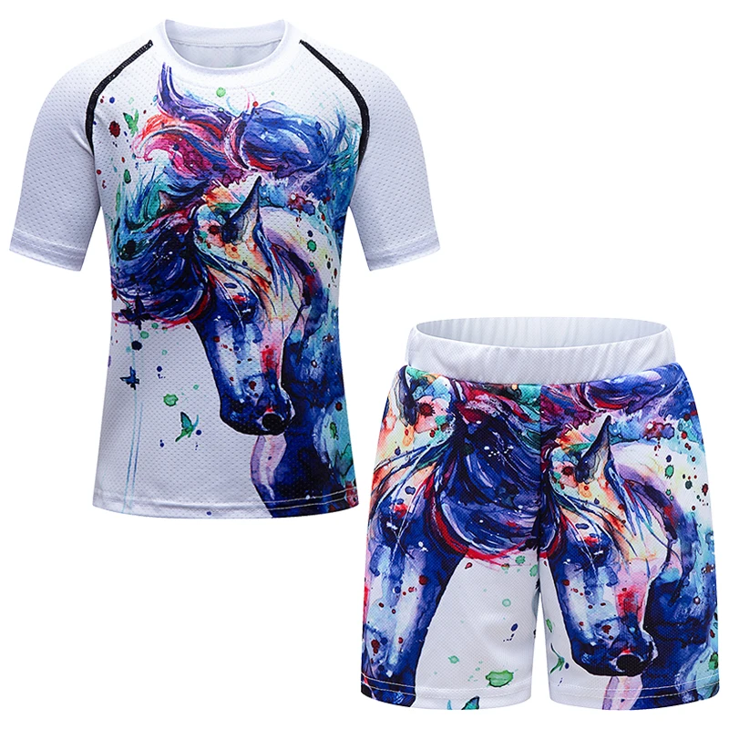 Kids Sportswear MMA BJJ Rashguard Jiu Jusit Boxing Muay Thai Jersey Shirt Shorts Sport Suit Running Set Children Boys Sportsuits 3