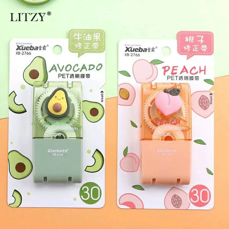 

LITZY Avocado Correction Tape Set Cute Student Study Stationery School Portable Peach Correction Tool Office Stationery Supplies