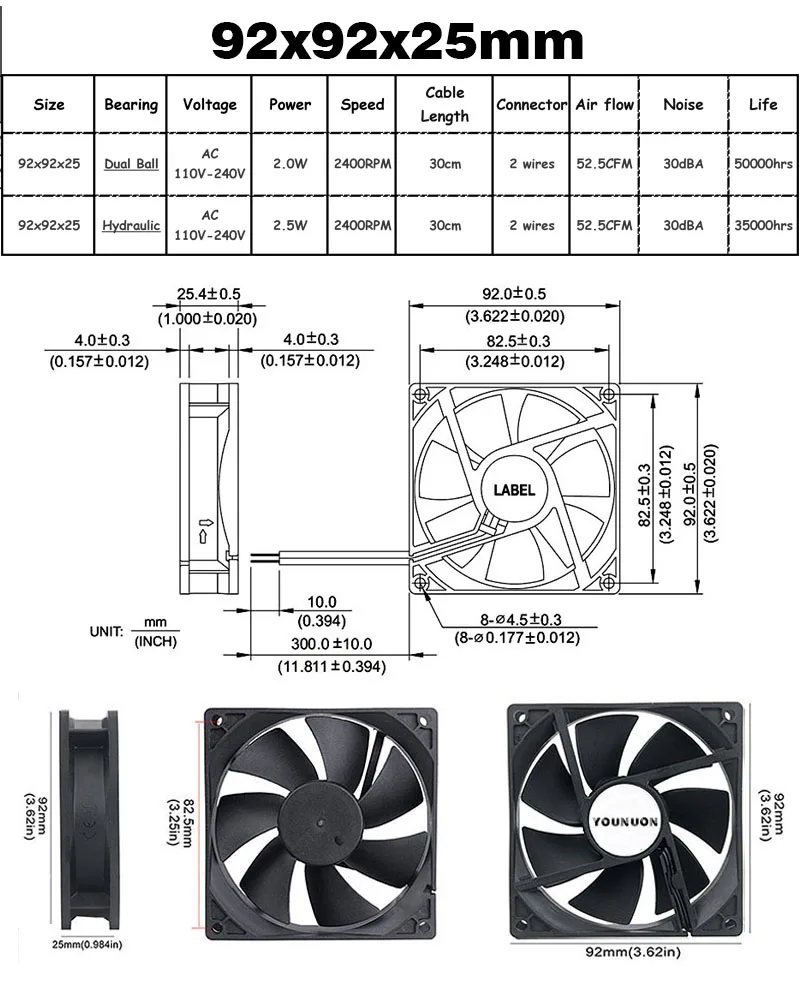 Brushlee-Ventilador de refrigeração do EC, 6025, 8025,