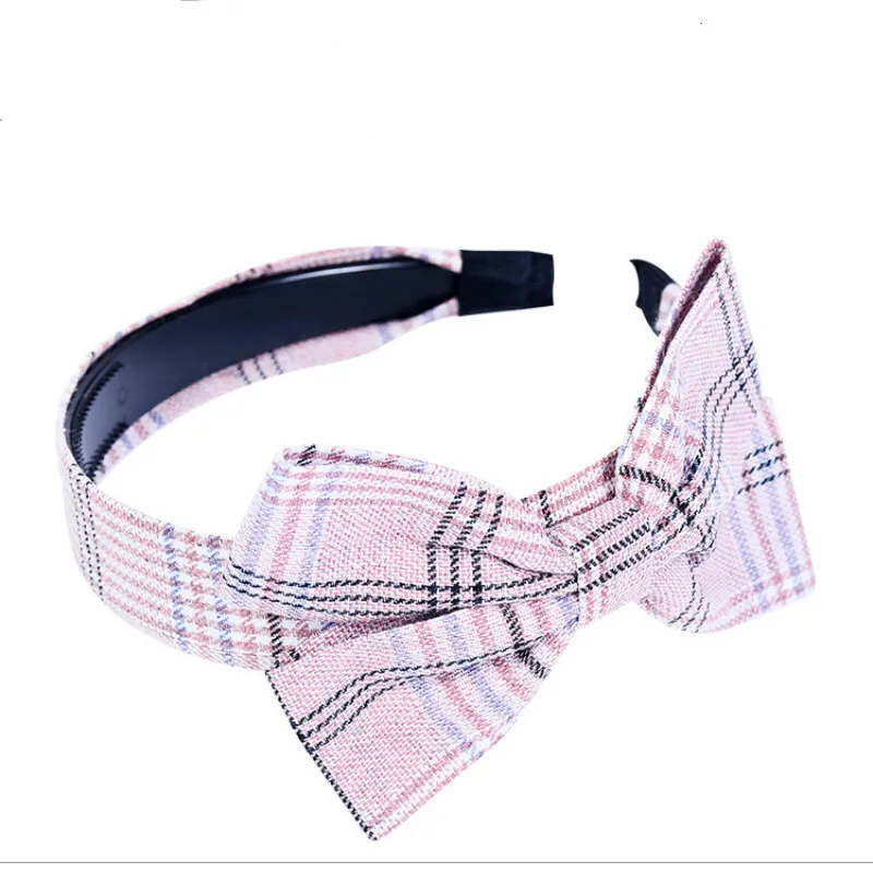 

vintage New bow plaid bezel Headwear Women Headband Girls Vintage bow Hair Bands wide Hairband hoop for hair Accessories HC2A