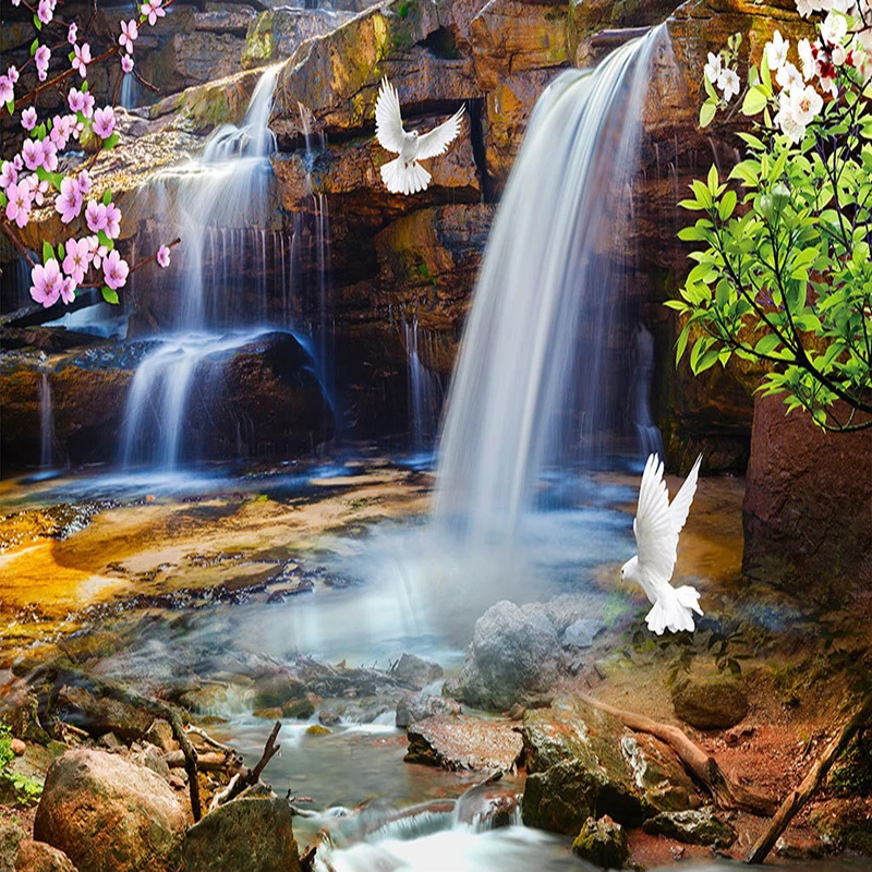 Custom-3D-Wallpaper-For-Walls-Roll-Waterfall-Running-Water-Natural-Landscape-Large-Mural-3D-Photo-Wallpaper (3)