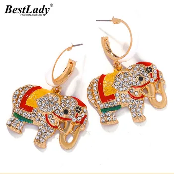 

Best lady Boho Crystal Elephants Drop Earrings Women Birds Bees Animals Nature Peace Jewelry Spring Statement Jewelry Earrings