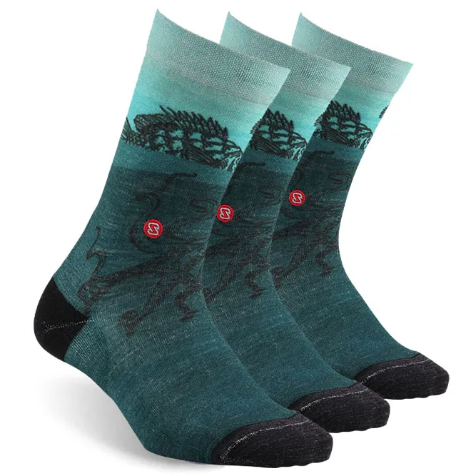 3 pair blue Носки с принтом спортивные носки, ZEALWOOD унисекс мериносовая шерсть ультра-светильник носки для бега 1/3 пар - Цвет: 3 pair blue