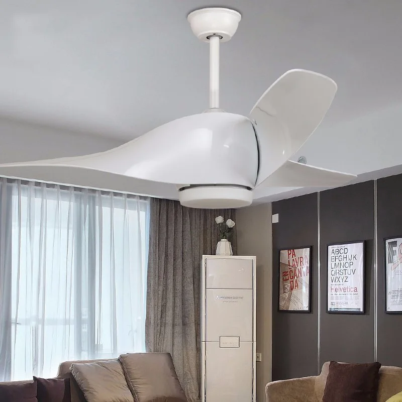 White Vintage Ceiling Fan With Lights Remote Control Ventilador De Techo 220 Volt Bedroom Light Lamp LED | Лампы и освещение