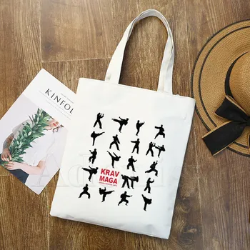 

Krav Maga Graphic Cartoon Printed Canvas Shoulder Bag Female Harajuku Funny Large-capacity Eco Environmental Shopper Bag
