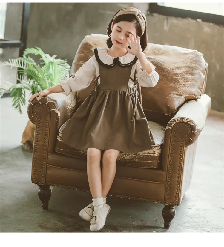 Эксклюзивные комплекты одежды ; tiener meisjes kleding; комплект из двух предметов для девочек; блузка с длинными рукавами+ платье