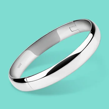 

100% 925 Silver Bracelet for Women-Minimalist-8mm10mm Glossy Bracelet-Sterling Silver Bracelet-Fine Jewelry-Christmas Gifts