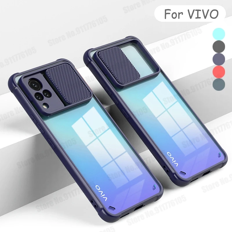 Acrylic Clear Transparent Phone Case For VIVO V21E V21 5G 4G V20SE V20 Y73 Y51 Y31 Y70 2020 Slide Camera Lens Protective Cover | Мобильные