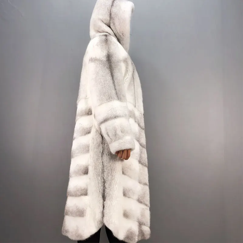 Натуральный мех норки пальто с мехом для женщин Настоящее пальто с мехом норки пальто с мехом на капюшоне Европейский крест-накрест норки пальто с мехом шуба из натуральной норки