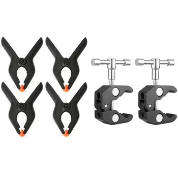 

6 Inch Spring Clamps Clip Tips Set 4PCS with 2Pack Super Clamp Crab Clamp Photography