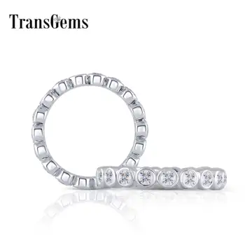 

Transgems 14K 585 White Gold 2.5mm F Color Moissanite Eternity Engagement Wedding Band for Women Fine Jewelry Gold Ring