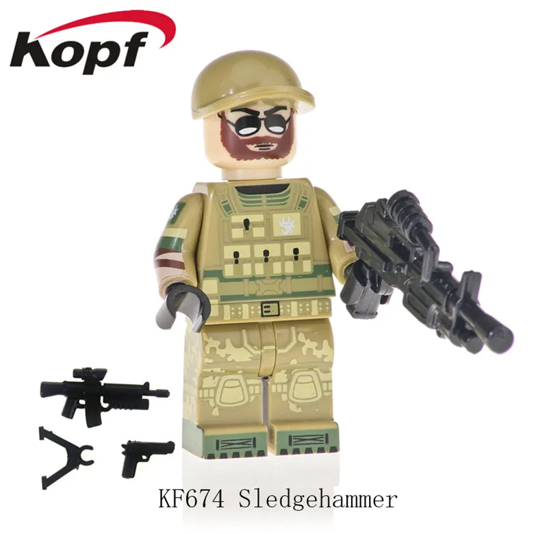 KF6058 Одиночная строительные блоки кирпичи Дрифт Глория белый костюм выгорание Авангард джунгли военные фигурки для детей подарочная игрушка - Цвет: KF674 Without Box