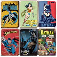 Марвел комиксы Супермен летучая мышь Железный человек металлическая картина "знак" плакат Прачечная Детская гостиная Декор потертый шик жестяная вывеска