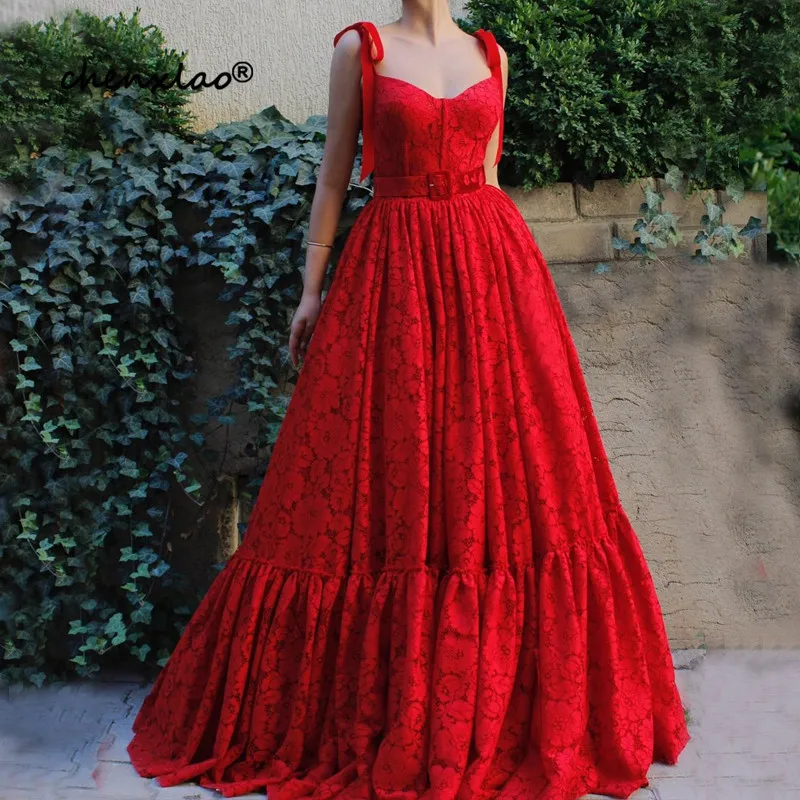 Кружевное вечернее платье на бретельках ТРАПЕЦИЕВИДНОЕ платье без рукавов с поясом длинное вечернее официальное платье платья Vestido de festa Longo robe de soiree