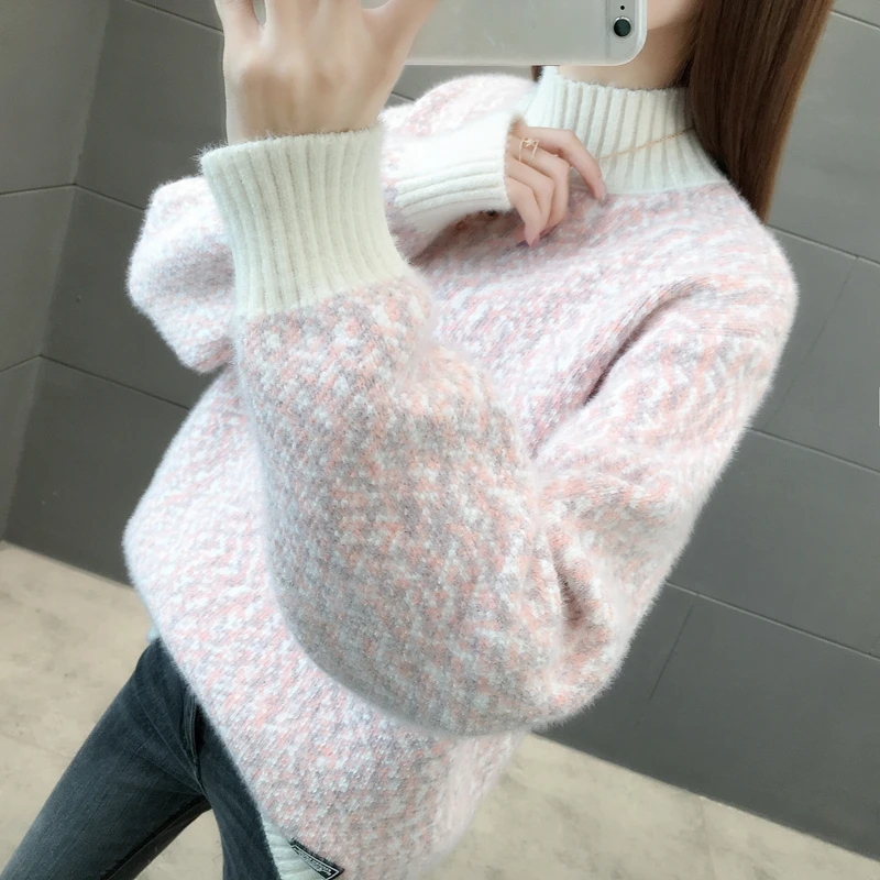 Blusas De Inverno Feminina, пуловер, свитер, 9496 реальное изображение, нижняя этикетка, пряжа, Короткий воротник, вязанная вставка 54