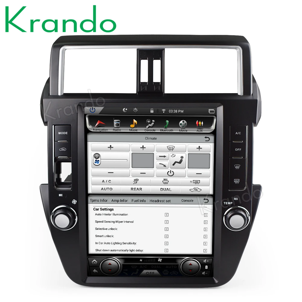 Sale Krando Android 7.1 12.1" tesla Vertical screen car radio gps navigation player for Toyota Prado 2014-2017 multimedia system 4